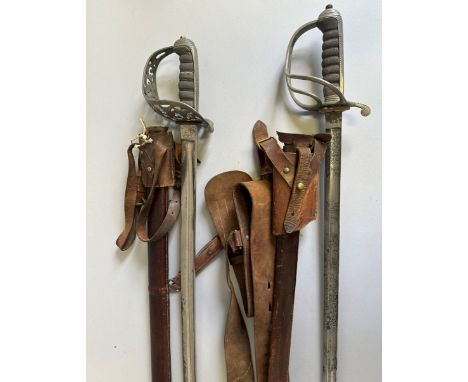 A POST 1902 ROYAL ARTILLERY OFFICER'S SWORD, A VICTORIAN ROYAL ENGINEER'S SWORD, A 1908 PATTERN CAVALRY TROOPERS SWORD BY WIL