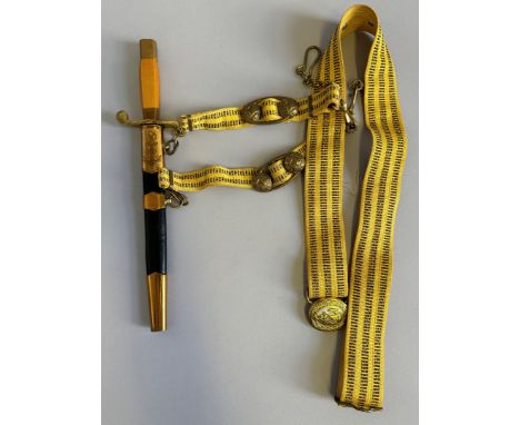 A SOVIET RUSSIAN DIRK, DATED 1978 of regulation type, with dated blade, copper alloy hilt, in its scabbard with belt, 21.5 cm