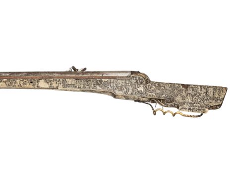 AN IMPORTANT GERMAN WHEEL-LOCK SPORTING GUN, CIRCA 1605-10, PROBABLY DRESDEN with associated smooth-bored sighted barrel form