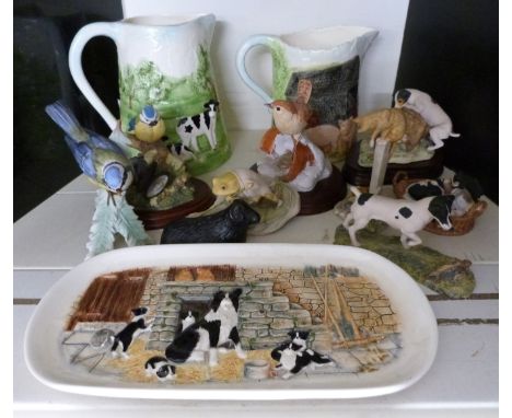 Border Fine Arts ceramics and figures including jugs from the James Herriot series, Beatrix Potter etc and a Goebel bird, tal