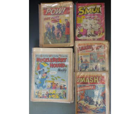 Approximately&nbsp;66 vintage comics / magazines&nbsp; including Huckleberry Hound, Pow, Smut and Sash and Pow!&nbsp;