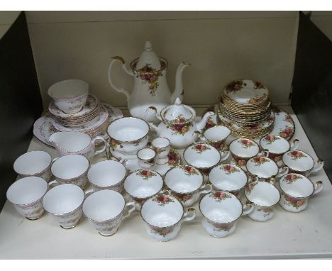 Approximately 41 pieces of Royal Albert Old Country Roses pattern tea and coffee ware together with a Ridgway Queen Anne patt