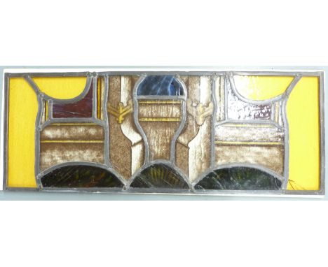 A stained glass panel, 25 x 67cm&nbsp;