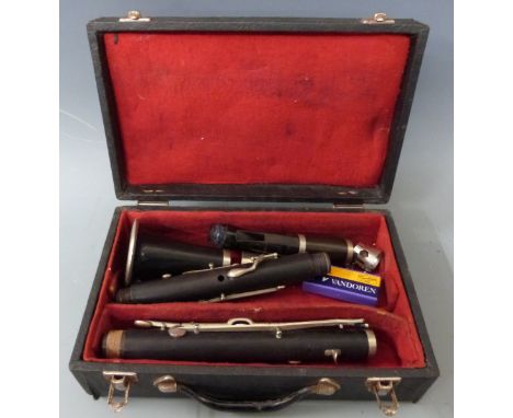 Lucian Bassi, Blackpool, London and Paris, wooden bodied clarinet with nickel keys, in original hard fitted case