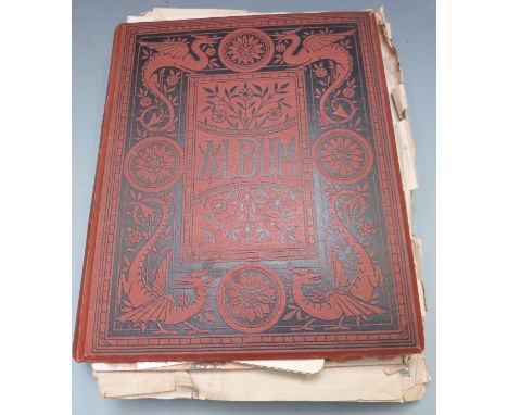 Victorian scrap album containing views, illustrated headpieces, pictorial initial letters &amp; animals with a quantity of lo