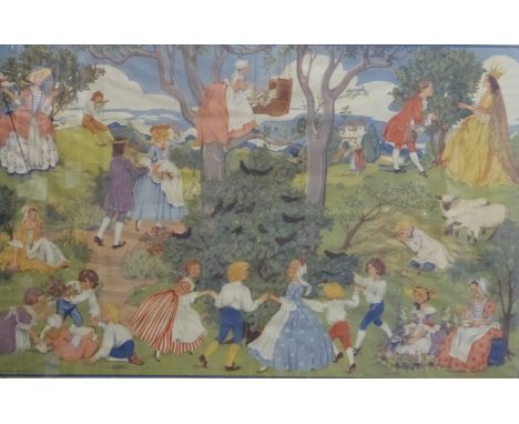 After Patience Arnold 1940s school nursery rhyme print, 58 x 89cm