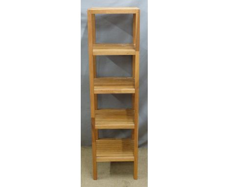 Pair of square slatted shelf units, W37 x H138cm