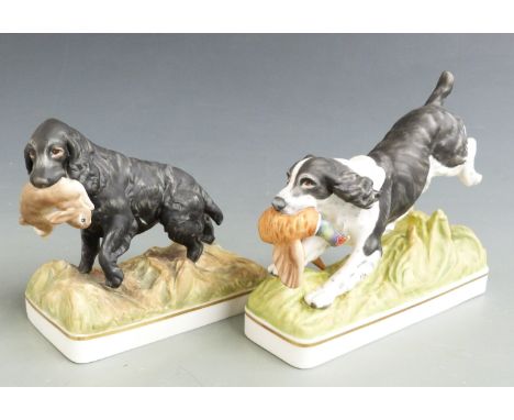 Two Doris Linder for Royal Worcester sporting dogs, Cocker Spaniel and Springer Spaniel (black), tallest 14cm