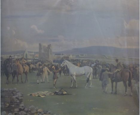 After Sir Alfred J Munnings limited edition (600) print Kilkenny Horse Fair, 55 x 62cm