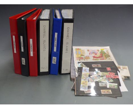 Six ring binders of Channel Island and Isle of Man stamps, mint and used, with sundry items