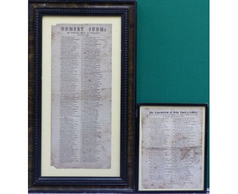 Two 19thC poetic works one Honest John by Catherine Drew of Cinderford the other The Lamentation of John Jones a Collier who 