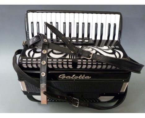 Galotta 80 bass piano accordion with five treble couplers and three bass couplers, in black gloss finish, in original case&nb