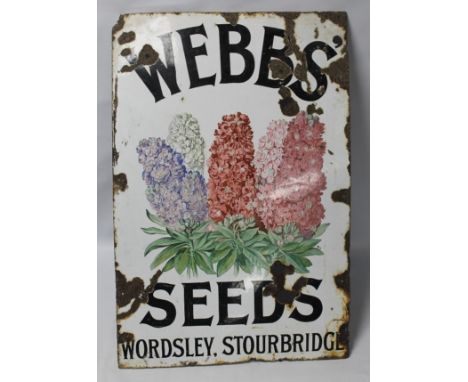 A WEBBS SEEDS, WORDSLEY, STOURBRIDGE,  ENAMEL ADVERTISING WALL SIGN, A/F