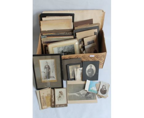 A BOX OF PHOTOGRAPHS to include military, Victorian portrait and albums