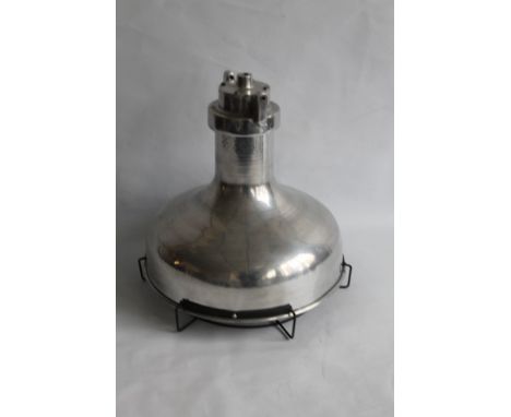 A REPRODUCTION INDUSTRIAL TYPE ALUMINIUM PENDANT LIGHT, based on the design for R.M.S. Oceanic. Height 40 cm.