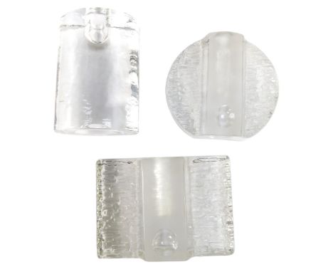 Three Walther art glass vases, comprising an oval domed example, 12cm high, two with bark effect detail, 11cm high. (3)