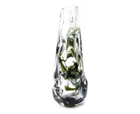 A Whitefriar's style art glass vase, with bubble and green swirl design, 23cm high.