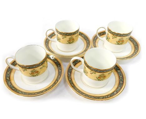 A set of four Wedgwood coffee cans and saucers in the India pattern.