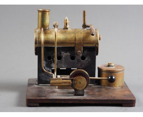 A Mersey Model Company Style static steam engine, on wooden base, 7" wide