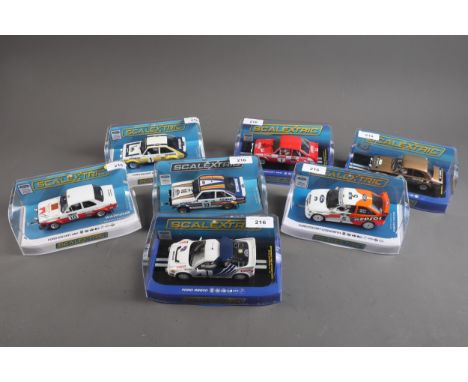 Seven Scalextric Ford Escorts, various marks, in original boxes