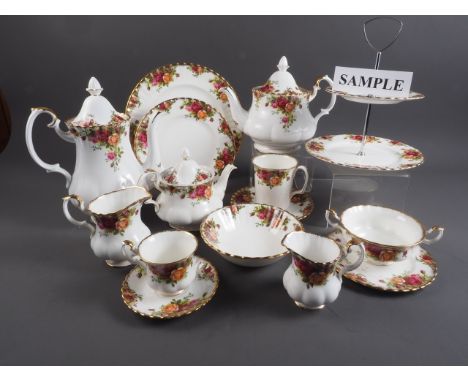 A Royal Albert "Old Country Roses" pattern part combination service, comprising coffee pot, teapot and smaller teapot, teacup
