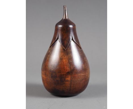 A 19th century hardwood aubergine-shaped tea caddy, 6" highCondition:One small pin sized hole to the base.