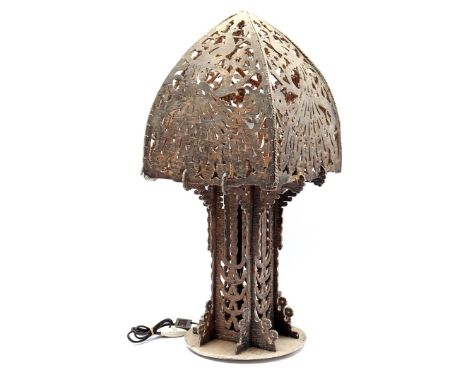 Openwork table lamp, 1930s, 64 cm high, shade 28x28 cm