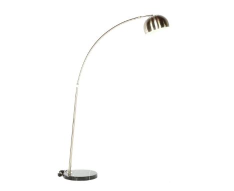 Qazqa modern stainless steel arc lamp on a marble base, approx. 220 cm high, 130 cm deep