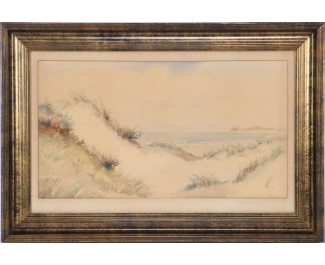 Jan Kagie jr. (1907-1991)Seascape with a view through the dunes, Texel, watercolor 30x54 cm