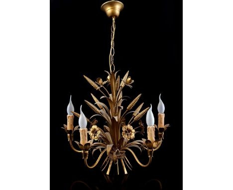 Copper 5-light ears of corn hanging lamp 85 cm high, 52 cm diameter