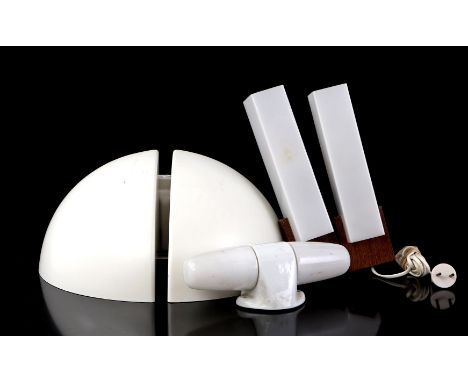 lot 4 mid-century wall lamps, incl. RAAK Octavo C1542, 2 wenge and plexiglass Italian and porcelain wall lamp