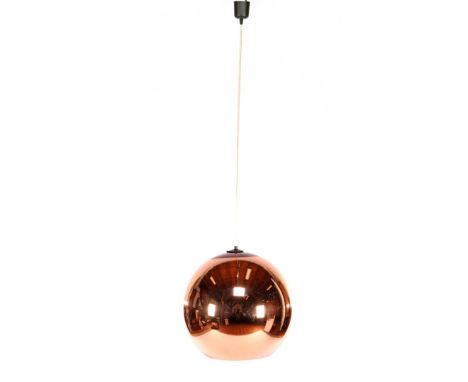 Copper-coloured polyester Tom Dixon ball pendant lamp, copper series, excl. cord 40 cm high
