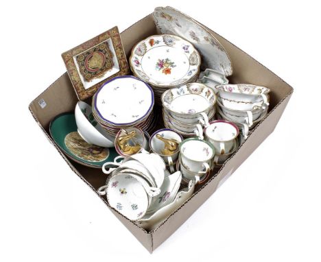 Box with Schwarzenhammer Bavaria porcelain cups and saucers, Furstenberg, Augarten Wien and Rosenthal Versace Medusa porcelai