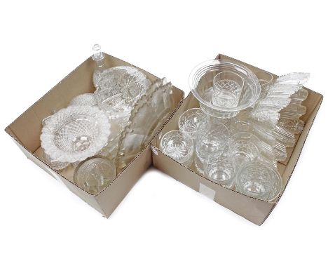 2 boxes with various crystal including glasses, bowls, saucers, coupes, cookie jar, etc. Origin collection Castle Frymerson i