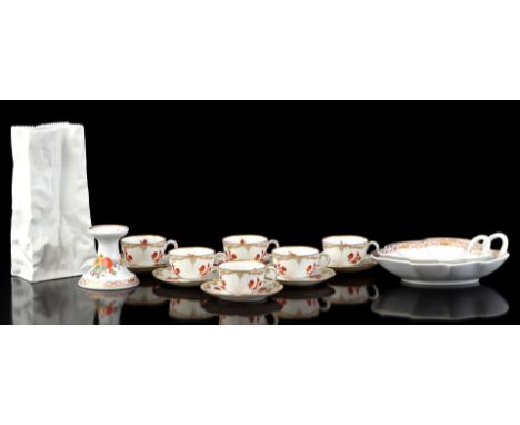 6 porcelain mocha cups and saucers marked Bauer &amp; Pfeiffer Wurttemberg, 2 Hutschenreuther porcelain trays 17.5x15 cm and 