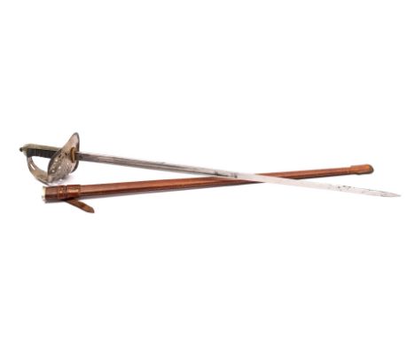 British officer's saber M1897 with metal bowl hilt with the monogram of King George V (1910-1936). The straight blade has a b