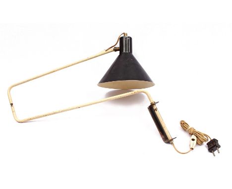 Jan Hoogervorst (1918-1984)Adjustable metal wall lamp with black shade, design J J M Hoogervorst for Anvia, the Netherlands, 