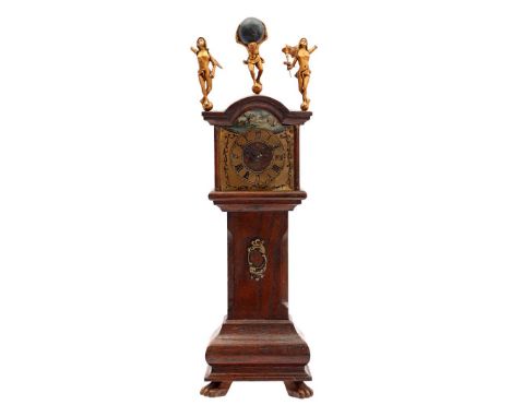 Old miniature standing watch with alarm clock, 42 cm high (angels incomplete)