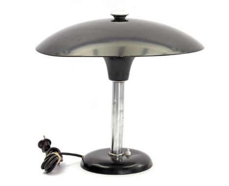 Blackened metal Bauhaus table lamp, design Max Schumacher for Werner Schroder, Germany 1930s, 40 cm high