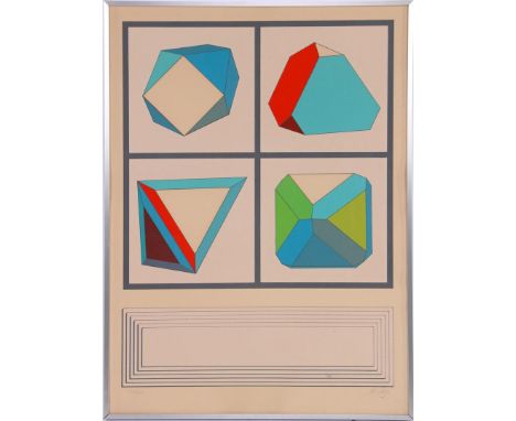 Lucio del Pezzo (1933-2020)Composition with planes, color lithograph 174/190, 74x54 cm