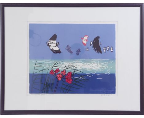 Greetje Grijpma (1931-)Eilandspolder, silkscreen dated 1988, 40x49 cm