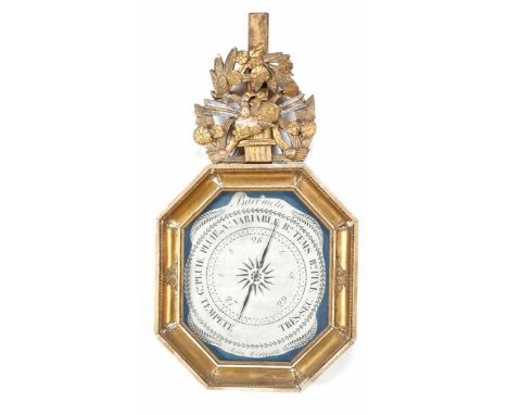 French Empire barometer in octagonal case with decoration on top, France approx. 1830.88 cm high, 46 cm wide. Provenance coll