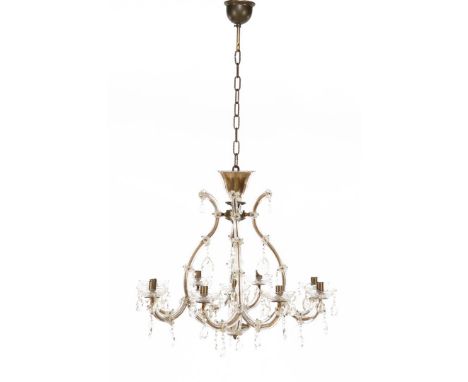 Crystal 8-light hanging lamp with cut icicles, excl. chain 56 cm high