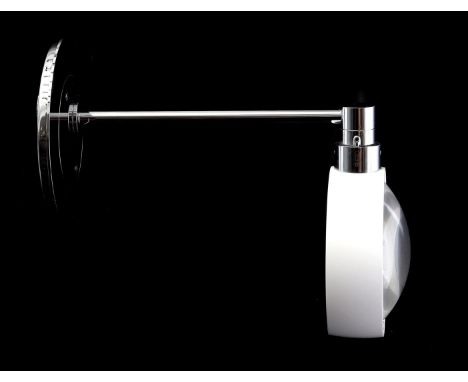 Occhio design chrome wall lamp with white edge 24 cm deep