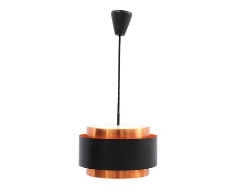 Jo Hammerborg (1920-)Copper and black aluminum hanging lamp, design Jo Hammerborg for Fog & Morup, Saturn series, Denmark des