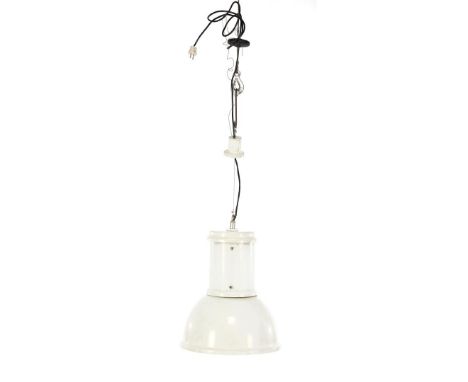 White lacquered aluminum Fontana Arte hanging lamp, Italy design year 1965, excl. cord 53 cm high