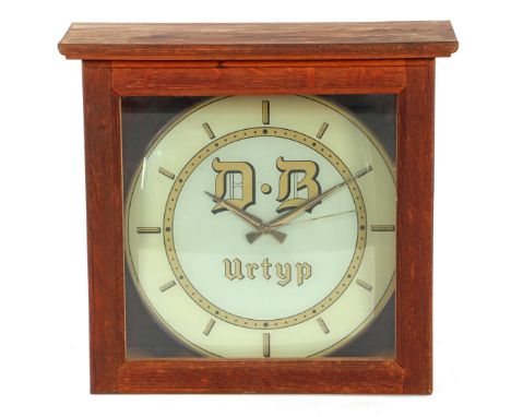DB Urtyp clock in oak case, 49x52 cm (lighting works, check the clock)