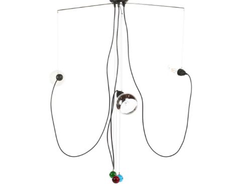 3-light adjustable ceiling lamp with Murano counterweights, design H. Kahdemi for Debsch, model Yo Yo, Italy design year 1987