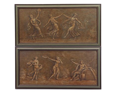 Anonymous, 2 so-called "Witjes" after the old master, canvas 20th century, 34x74 cm each. Provenance collection Castle Frymer