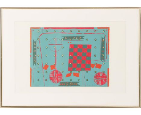 Unclear signed Composition without title, color lithograph 30x40 cm